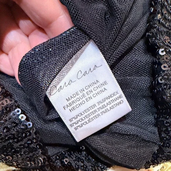 Cara Cara Black Sequin Turtleneck Long Sleeve Zipper Back Top Whimsygoth XS - Picture 6 of 8